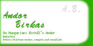 andor birkas business card